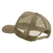 Licensed U.S. Army Veteran Flag Embroidered Twill 5 panel Mesh Back Cap - Khaki OSFM