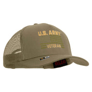 Licensed U.S. Army Veteran Flag Embroidered Twill 5 panel Mesh Back Cap - Khaki OSFM