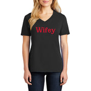 Wifey Graphic Design Ladies V-Neck