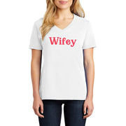 Wifey Graphic Design Ladies V-Neck