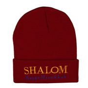 Shalom Happy Hanukkah Embroidered Long Knitted Beanie