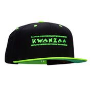 Retro Neon Green Kwanzaa Embroidered Wool Blend 2 Tone Cap