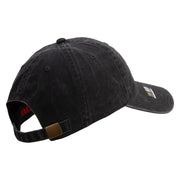 Licensed U.S. Army Veteran Flag Embroidered Washed Solid Pigment Dyed Cotton Twill Brass Buckle Cap - Black OSFM