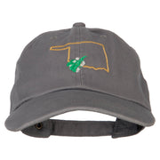 Oklahoma Mistletoe with Map Embroidered Unstructured Washed Cap