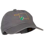 Oklahoma Mistletoe with Map Embroidered Unstructured Washed Cap