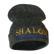 Shalom Happy Hanukkah Embroidered Long Knitted Beanie