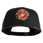 US Marine Corps Retired Emblem Embroidered Solid Cotton Twill Pro Style Cap - Black OSFM