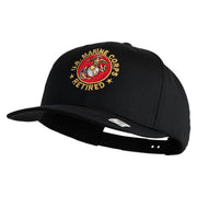 US Marine Corps Retired Emblem Embroidered Solid Cotton Twill Pro Style Cap - Black OSFM