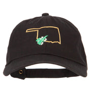 Oklahoma Mistletoe with Map Embroidered Unstructured Washed Cap