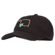 Oklahoma Mistletoe with Map Embroidered Unstructured Washed Cap