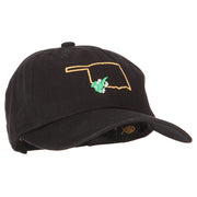 Oklahoma Mistletoe with Map Embroidered Unstructured Washed Cap