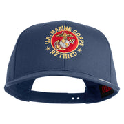 US Marine Corps Retired Emblem Embroidered Solid Cotton Twill Pro Style Cap - Navy OSFM