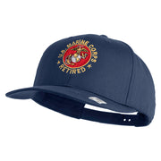 US Marine Corps Retired Emblem Embroidered Solid Cotton Twill Pro Style Cap - Navy OSFM