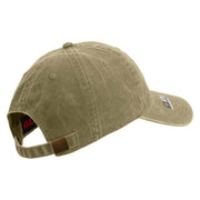 Licensed U.S. Army Veteran Flag Embroidered Washed Solid Pigment Dyed Cotton Twill Brass Buckle Cap - Khaki OSFM