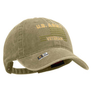 Licensed U.S. Army Veteran Flag Embroidered Washed Solid Pigment Dyed Cotton Twill Brass Buckle Cap - Khaki OSFM