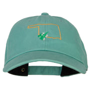 Oklahoma Mistletoe with Map Embroidered Unstructured Washed Cap