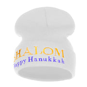 Shalom Happy Hanukkah Embroidered Long Knitted Beanie