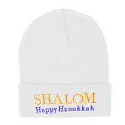 Shalom Happy Hanukkah Embroidered Long Knitted Beanie