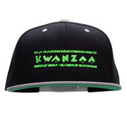 Retro Neon Green Kwanzaa Embroidered Wool Blend 2 Tone Cap