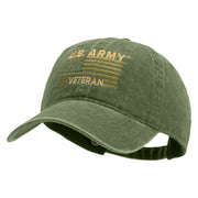 Licensed U.S. Army Veteran Flag Embroidered Washed Solid Pigment Dyed Cotton Twill Brass Buckle Cap - Olive OSFM