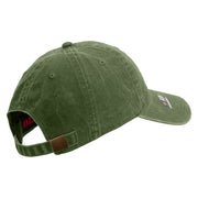 Licensed U.S. Army Veteran Flag Embroidered Washed Solid Pigment Dyed Cotton Twill Brass Buckle Cap - Olive OSFM