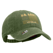 Licensed U.S. Army Veteran Flag Embroidered Washed Solid Pigment Dyed Cotton Twill Brass Buckle Cap - Olive OSFM