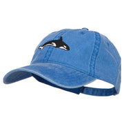 Killer Whale Embroidered Washed Cotton Cap