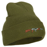 AK-47 Rifle Embroidered Long Knitted Beanie