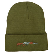 AK-47 Rifle Embroidered Long Knitted Beanie