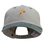 Orchid Flower Embroidered Pigment Dyed Wash Cap - Beige-Green OSFM