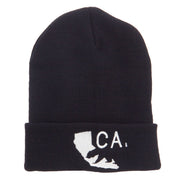 California State and Bear Embroidered Long Beanie