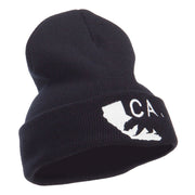 California State and Bear Embroidered Long Beanie