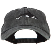 Killer Whale Embroidered Washed Cotton Cap