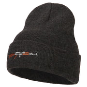 AK-47 Rifle Embroidered Long Knitted Beanie