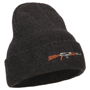 AK-47 Rifle Embroidered Long Knitted Beanie