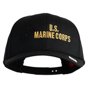 US Marine Corps Design Embroidered Solid Cotton Twill Pro Style Cap - Black OSFM