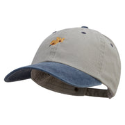 Orchid Flower Embroidered Pigment Dyed Wash Cap - Beige-Navy OSFM