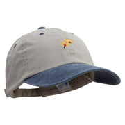Orchid Flower Embroidered Pigment Dyed Wash Cap - Beige-Navy OSFM
