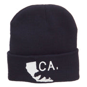 California State and Bear Embroidered Long Beanie