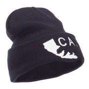 California State and Bear Embroidered Long Beanie