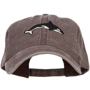 Killer Whale Embroidered Washed Cotton Cap