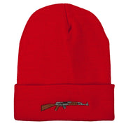 AK-47 Rifle Embroidered Long Knitted Beanie