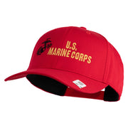 US Marine Corps Design Embroidered Solid Cotton Twill Pro Style Cap - Red OSFM