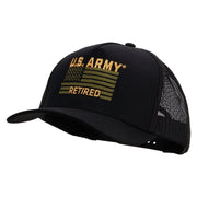Licensed U.S. Army Retired Flag Embroidered Twill 5 panel Mesh Back Cap - Black OSFM