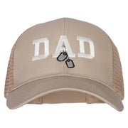 Dad with Military Dog Tags Embroidered Solid Cotton Mesh Pro Cap