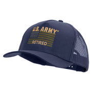 Licensed U.S. Army Retired Flag Embroidered Twill 5 panel Mesh Back Cap - Navy OSFM