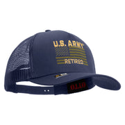 Licensed U.S. Army Retired Flag Embroidered Twill 5 panel Mesh Back Cap - Navy OSFM