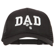 Dad with Military Dog Tags Embroidered Solid Cotton Mesh Pro Cap