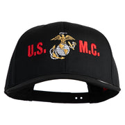 USMC Design Embroidered Solid Cotton Twill Pro Style Cap - Black OSFM
