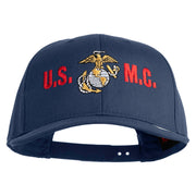 USMC Design Embroidered Solid Cotton Twill Pro Style Cap - Navy OSFM